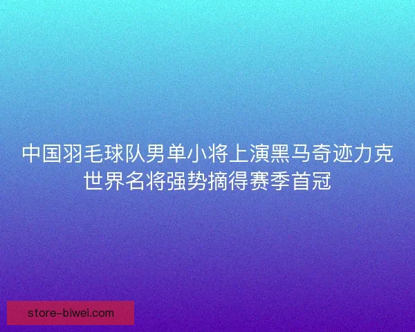 中国羽毛球队男单小将上演黑马奇迹力克世界名将强势摘得赛季首冠